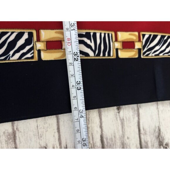 Satin Scarf Equestrian Horse 30" Square Black Red Gold Large Shawl - Picture 5 of 7